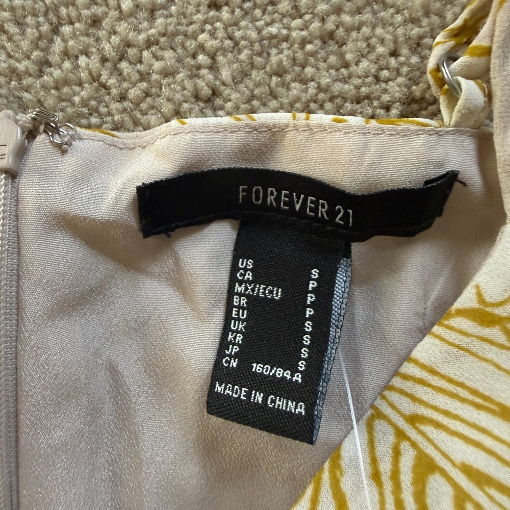 Forever 21 Tropical Leaf Cami Top Dress Small Taupe Fit & Flare Y2K Summer NWT - Picture 8 of 11